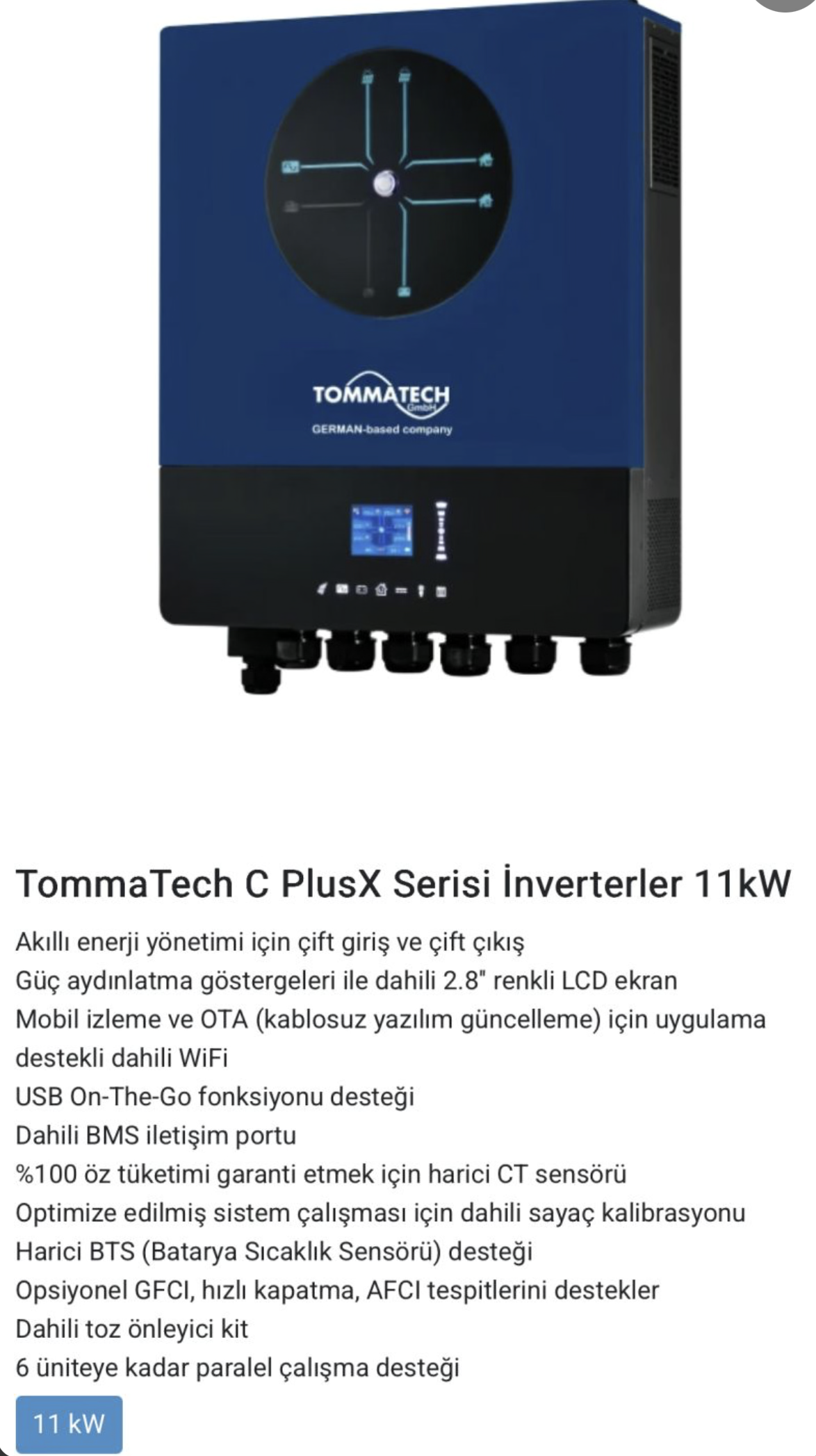 TommaTech C PlusX Serisi İnverterler 11kW